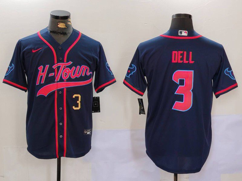 Men Houston Texans 3 Dell Blue Second generation joint name 2024 Nike Limited NFL Jersey style 1